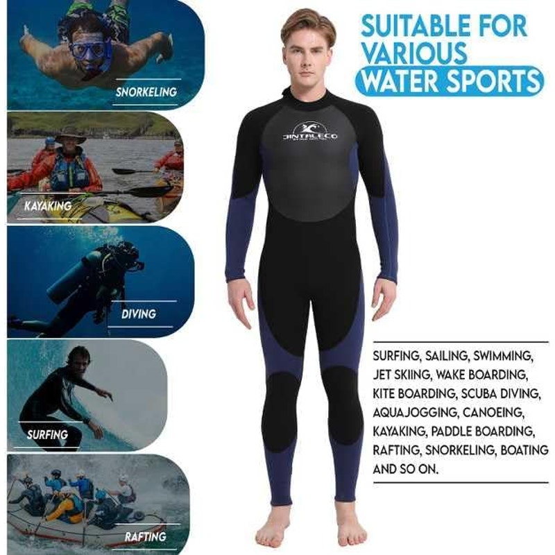 Men's Full Wetsuit, 2XL, 3mm Neoprene Wet Suit for Diving Surfing Scuba, Blue