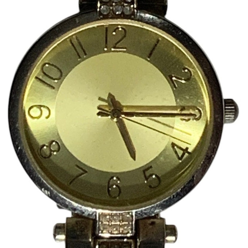 FMD Men's Watch, Gold/Silver Band, Gold Face, Faux Diamond Accents, Non-Operable