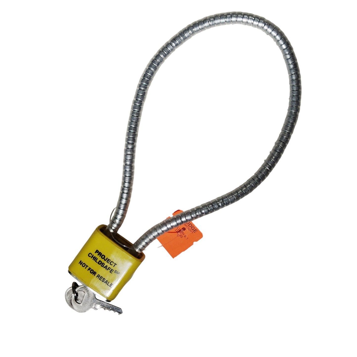 Protect Child-Safe Cable Lock – Patent 6705134 – Yellow Jacket – Keyed Padlock – Retail Display