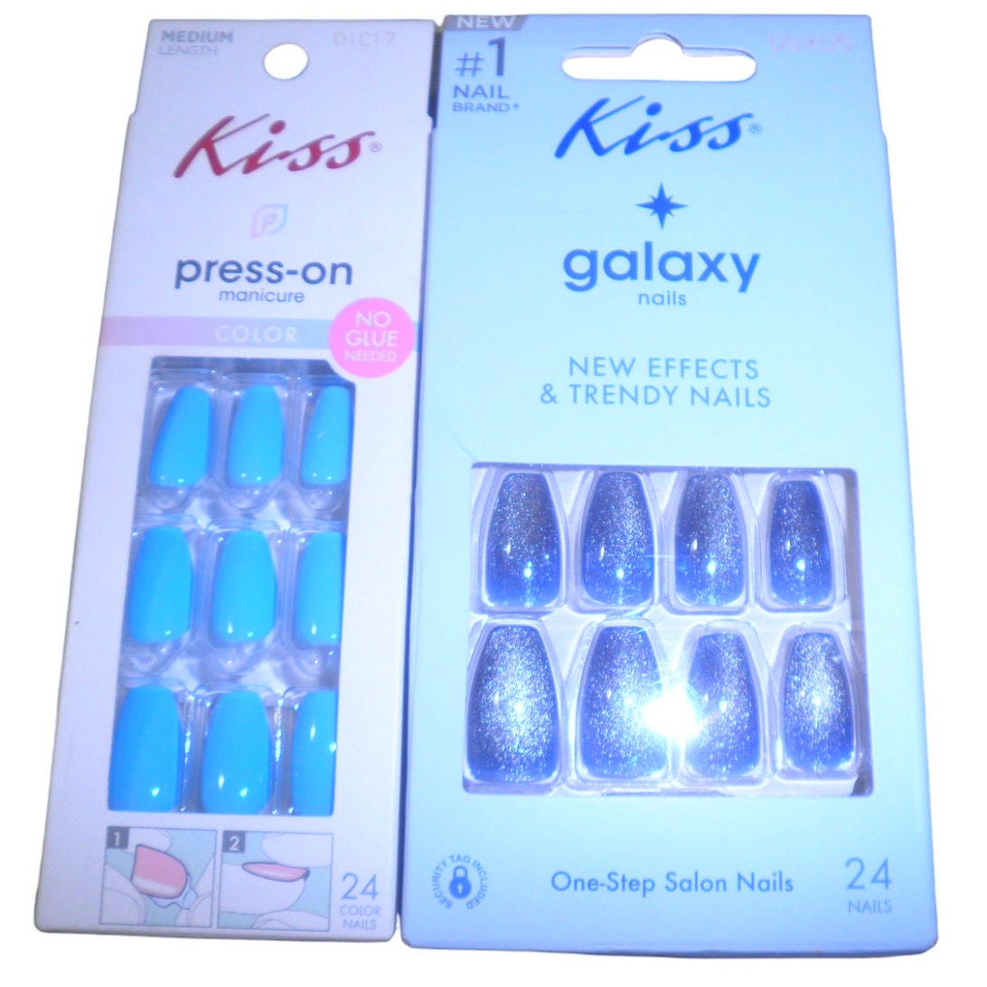 5 Packages (24 CT) Kiss Press on (3) and One-Step Salon (2) Nails, 5 Boxes of 24