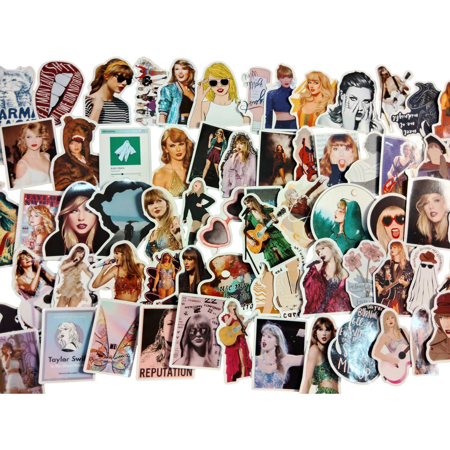 Lot of 100 Taylor Swift Assorted Stickers Pictured, Great for Scrapbooking & More
