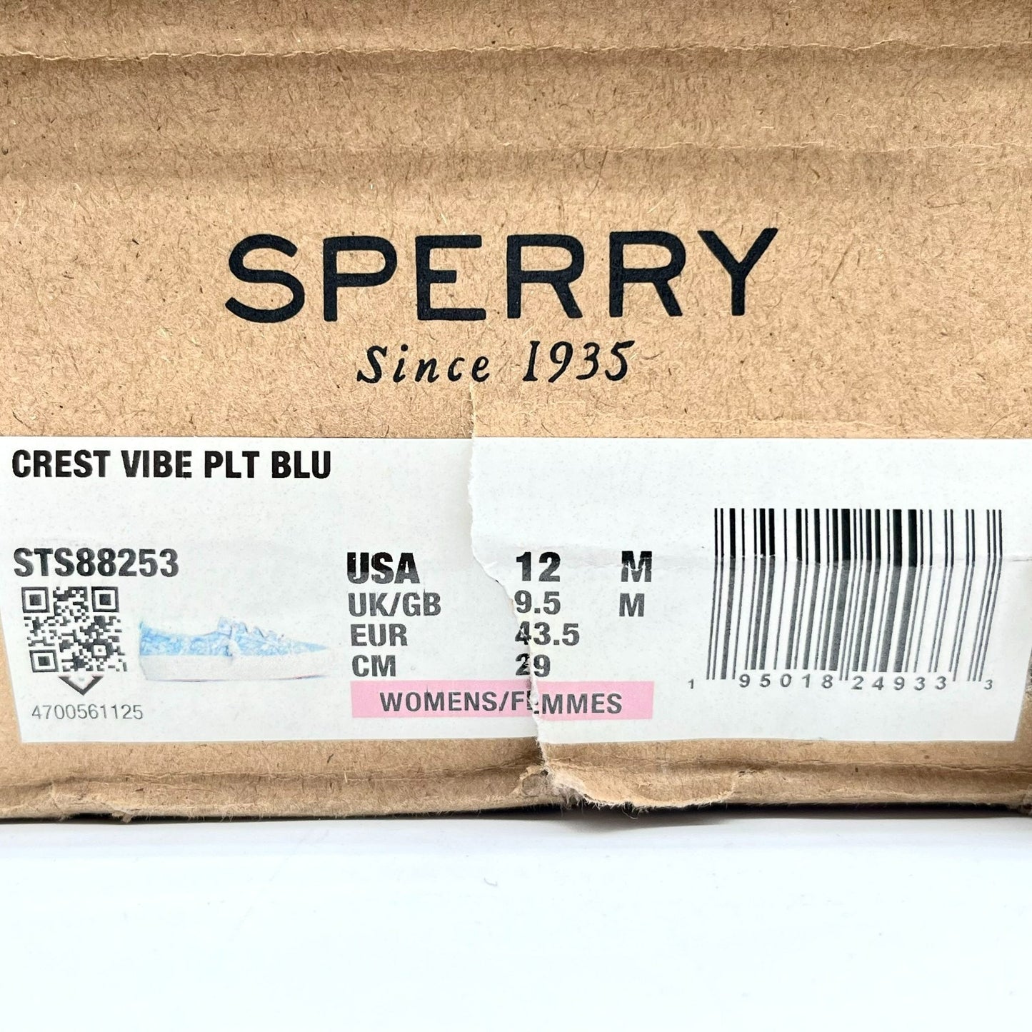 Sperry Women’s Crest Vibe Platform Sneakers Blue Pattern Size 12