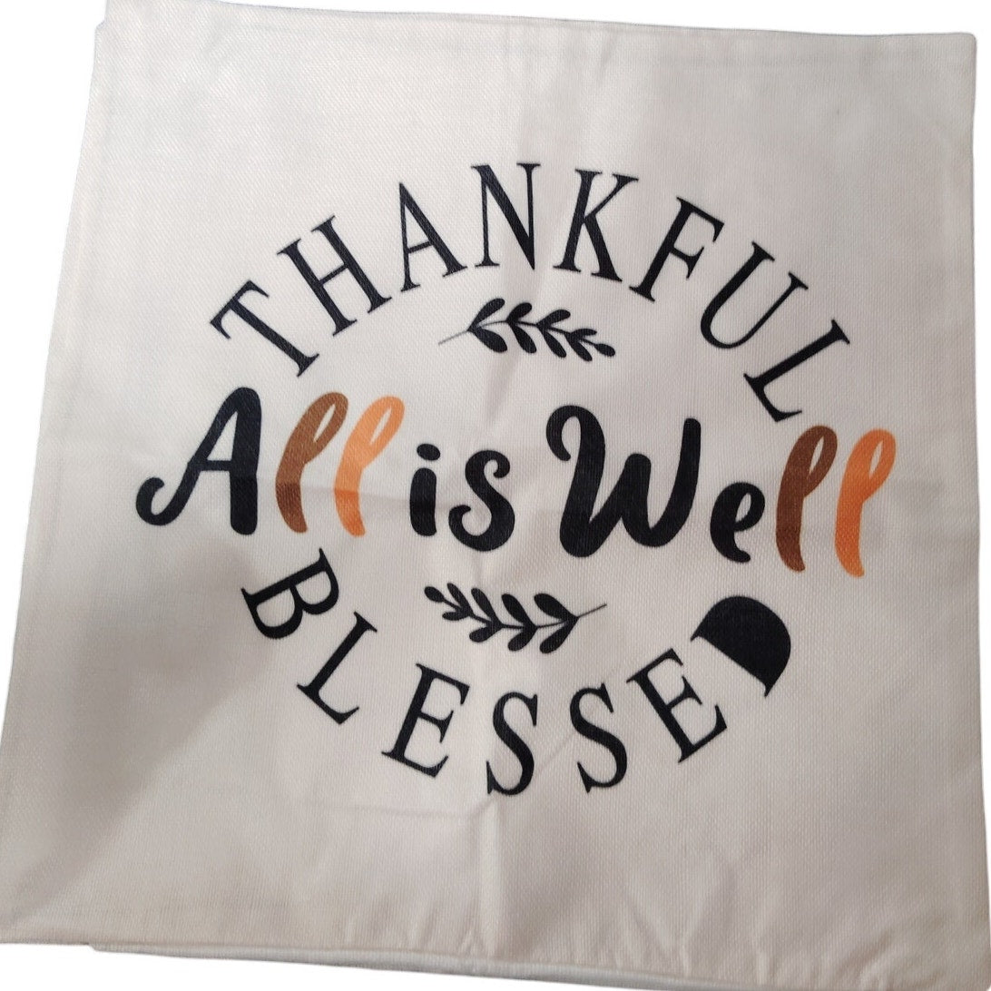 3 Fall Throw Pillow Covers – Thanksgiving Theme, Burlap Texture, 18x18, NWOT