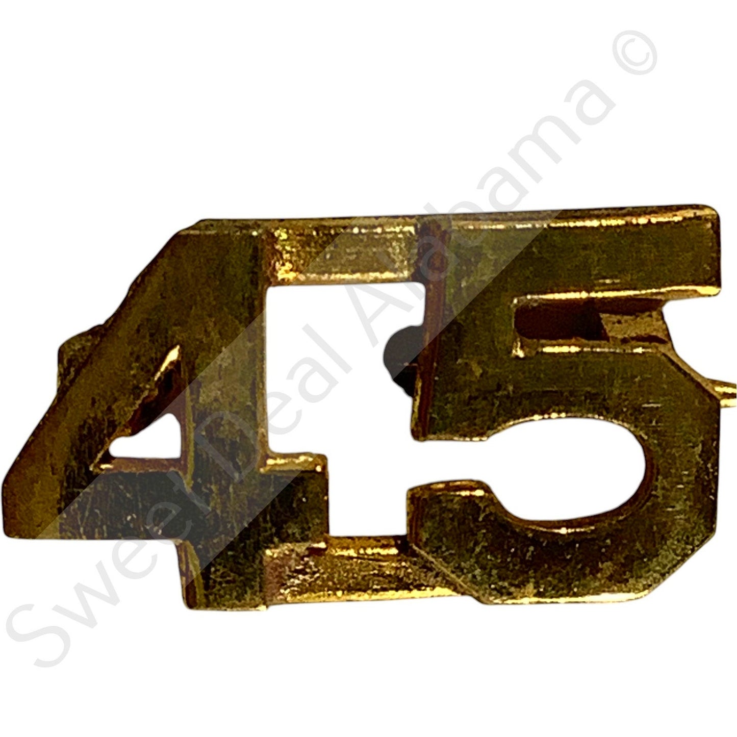 c.1920s Numeric "45", Brass Military C-Clasp Hat / Collar Pins Set 3/8"H