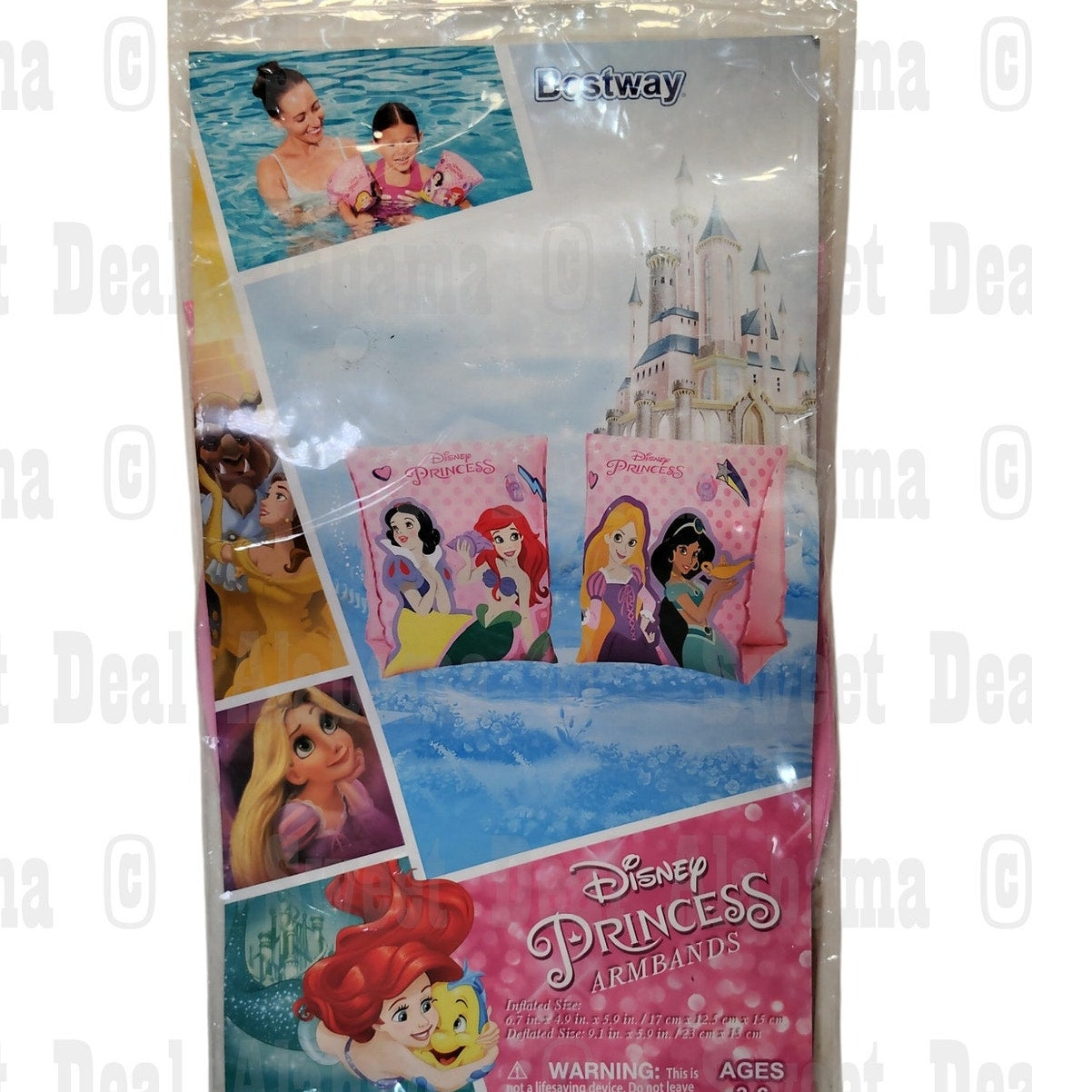 Disney Swim Armbands Floaties, Features Snow White, Ariel, Belle & Rapunzel