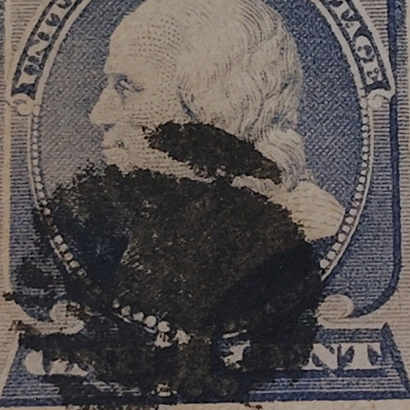 1887 U.S. Postage Stamp – 1¢ Benjamin Franklin – Scott #212 – Ultramarine – Used