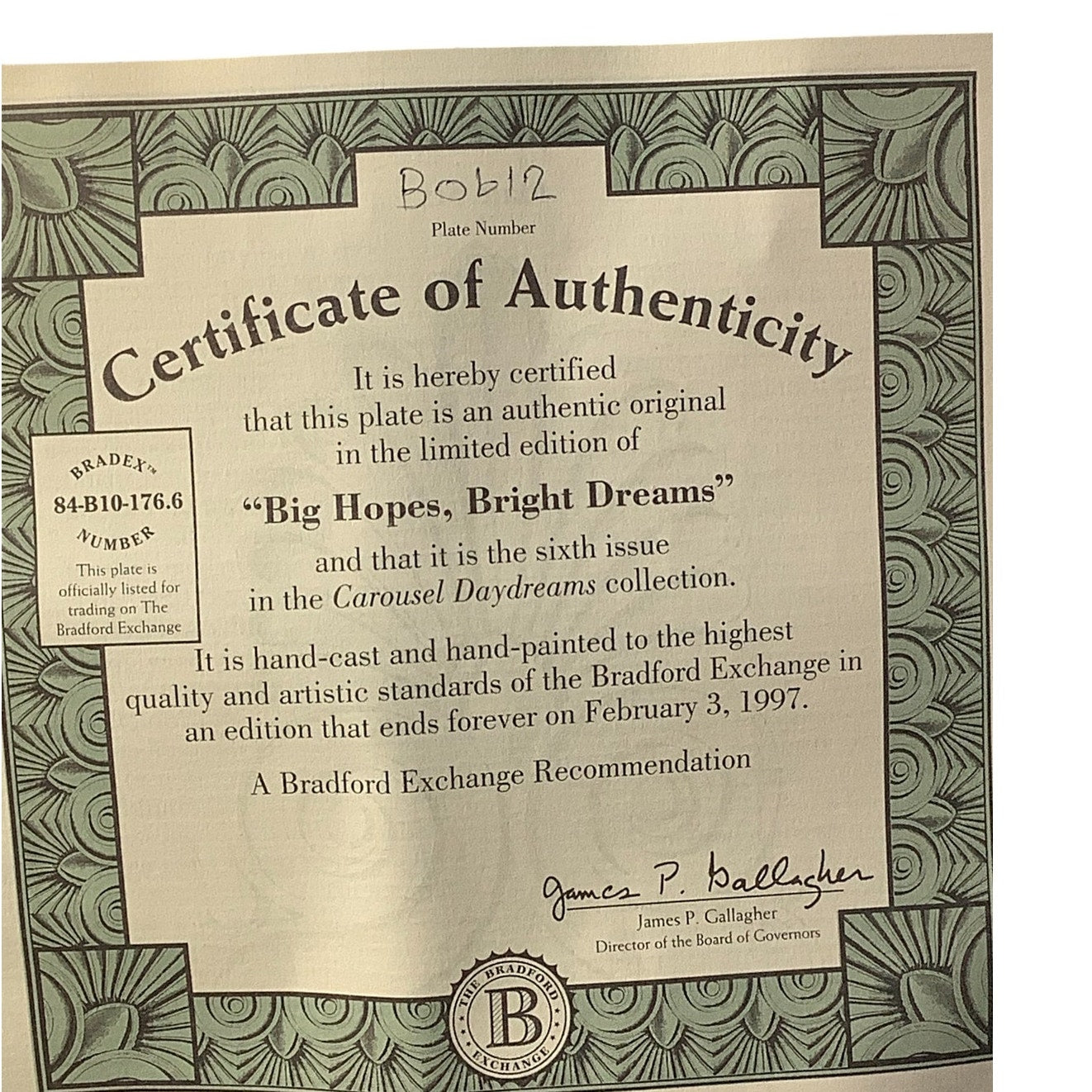 Carousel Daydreams "Big Hopes, Bright Dreams" 8" Plate, BradEx No. 84-810-176.6