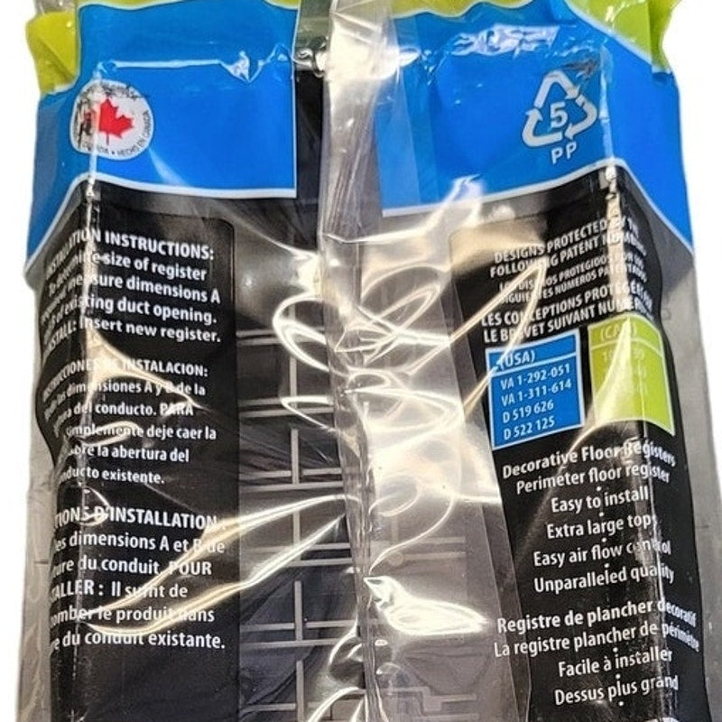 Decor Grates 4 in. x 10 in. Plastic Floor Register, Black, PL410-BLK