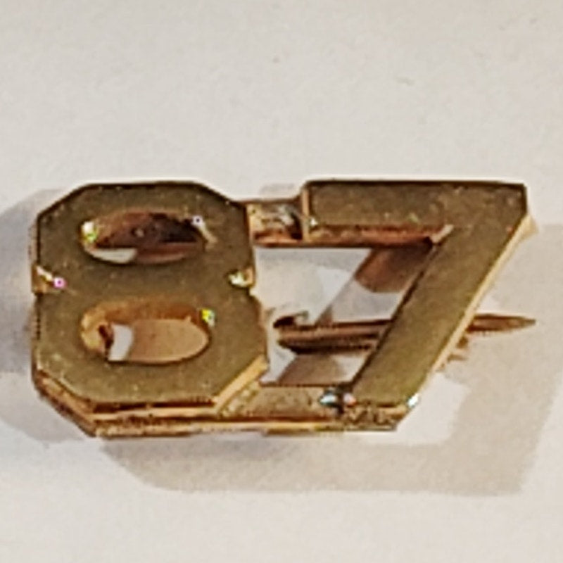 Early/Mid 1900s Brass C-Clasp "87" Collar Devices 3/8"H Hat / Lapel Pins Set
