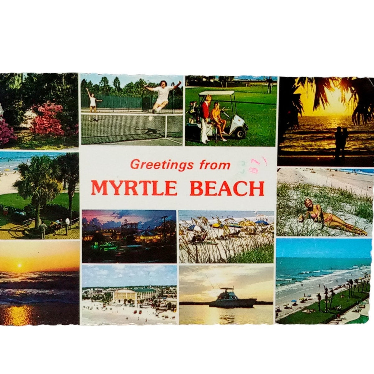 Myrtle Beach Multi View, 1982, 4 x 6 Scalloped Edges, Vintage Postcard