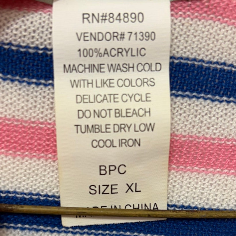 Sara Morgan Striped Lightweight Sweater Shirt, 100% Acrylic, XL