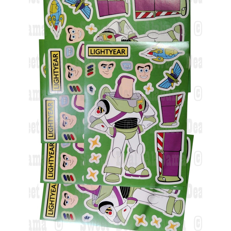 8 Sheets Toy Story Themed Make-a-Face Stickers, Kids DIY Crafts or Party Favors