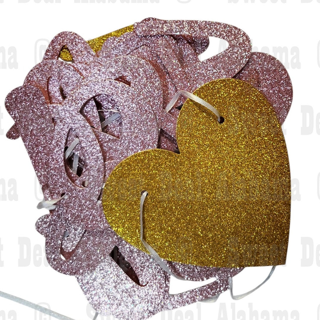 Party Banner "40 & Fu*ing Fabulous” Rose/Gold Glitter Paper Banner, Pre-Strung