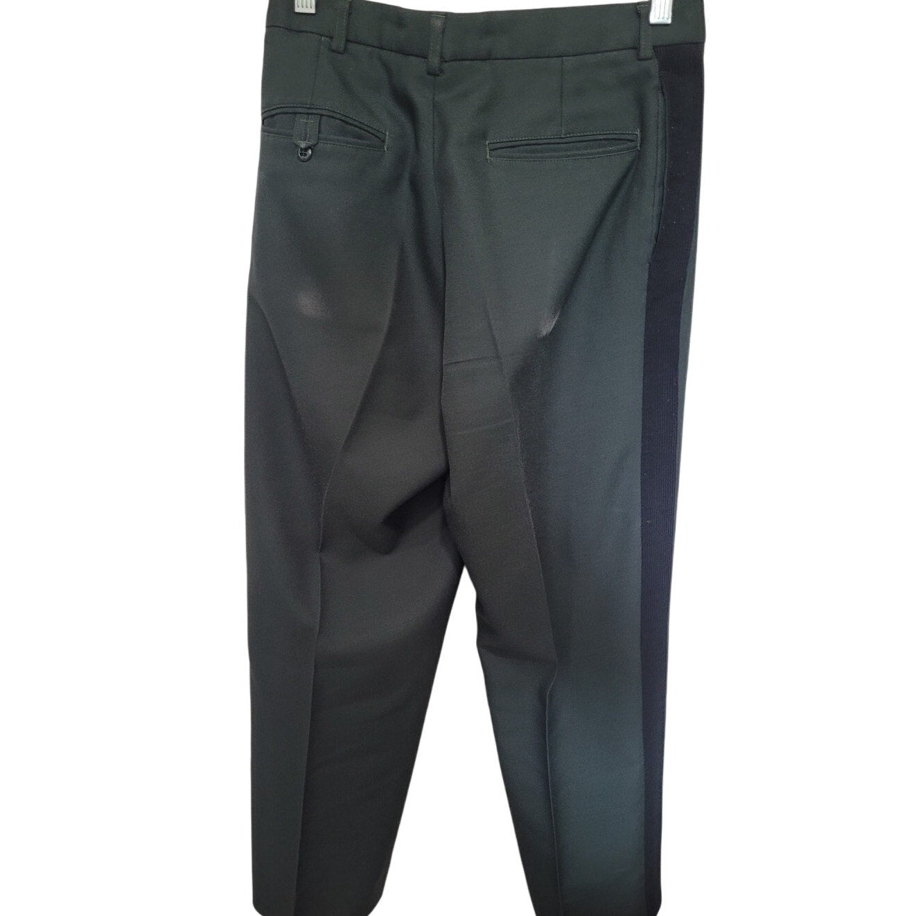 Men’s Army Service Trousers - Size 30S - Green Shade 491 - Black Officer Stripe