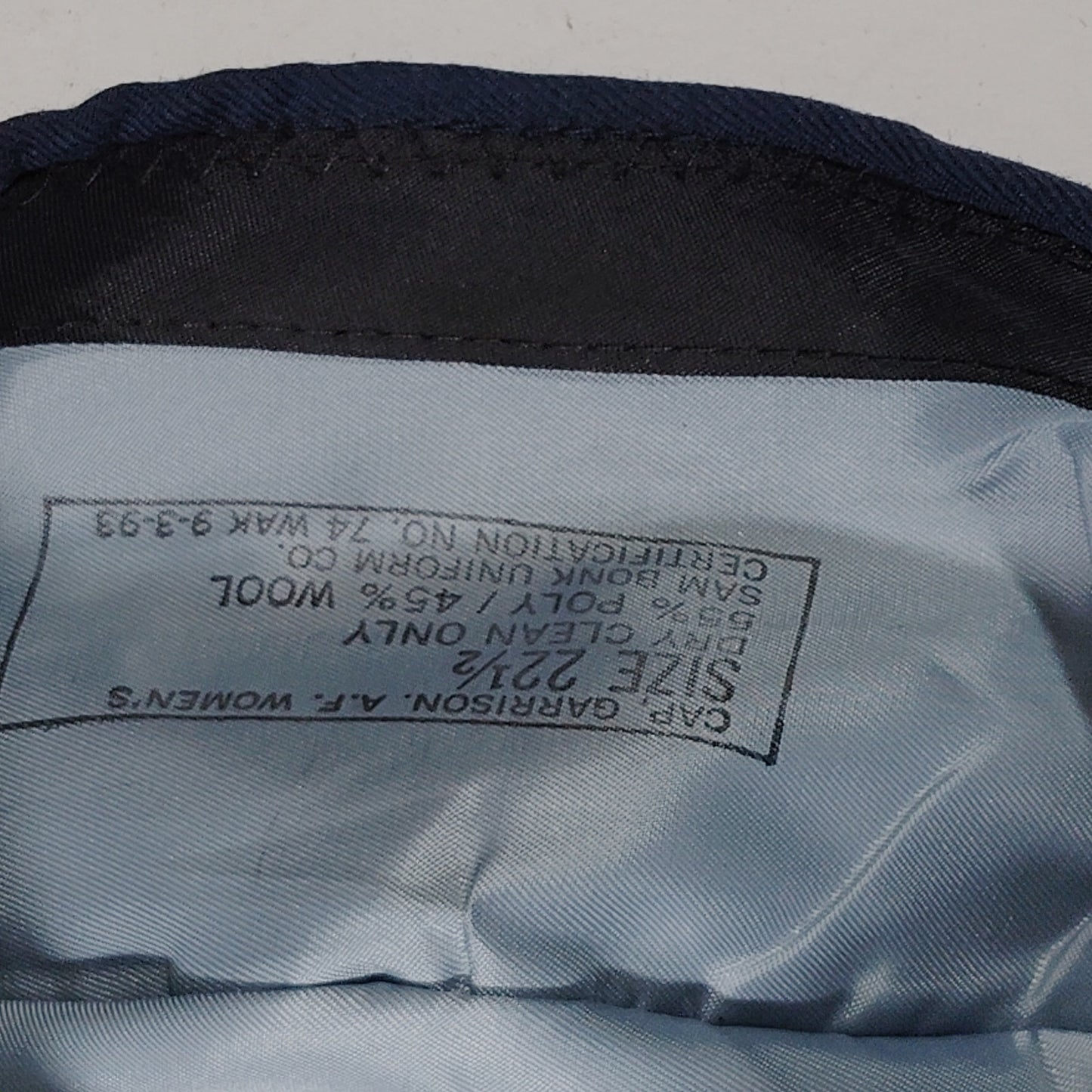 Women's A.F. Garrison Cap – Size 22-1/2, Sam Bonk Uniform Co., Poly/Wool Blend