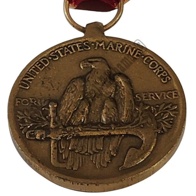 Marine Corps Expeditions Service Medal w/ Pinback, 1-3/8"D x 3"H Overall