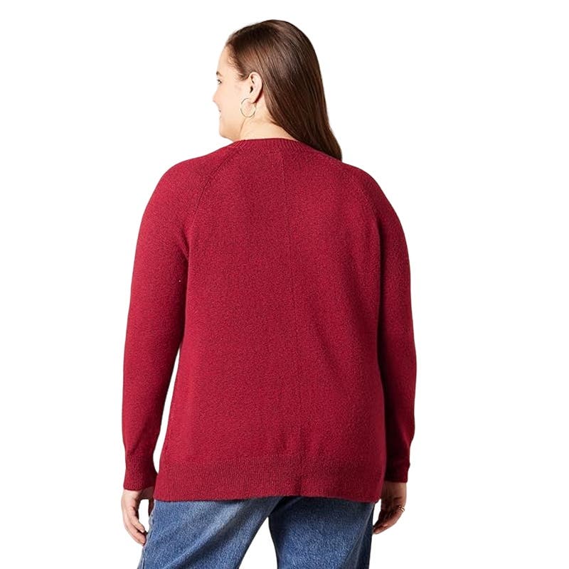 Women's Classic-Fit Soft Touch Long-Sleeve Crewneck Sweater, Small, Dark Red