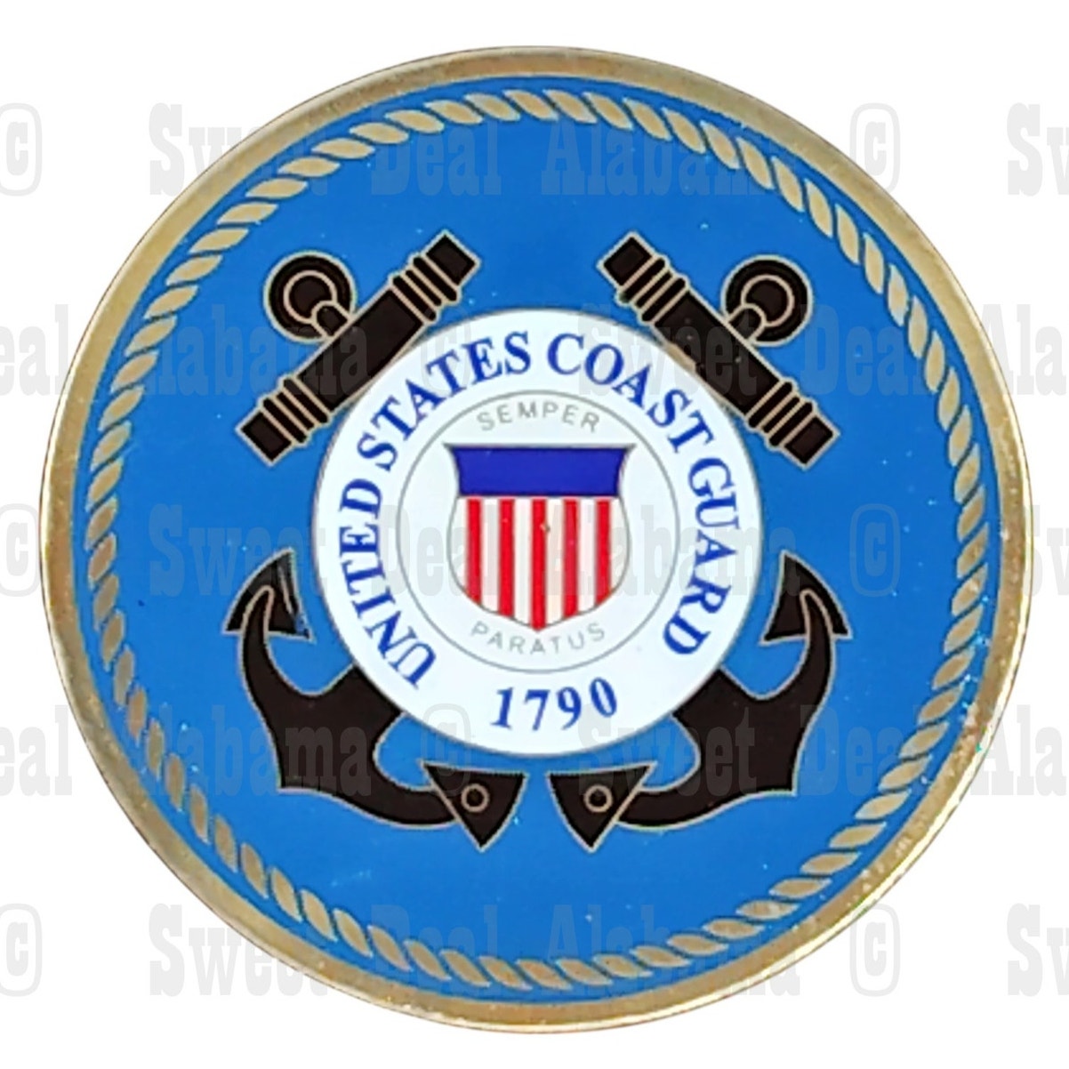 Metallic United States Coast Guard Recessed Emblem, 2" Display Emblem