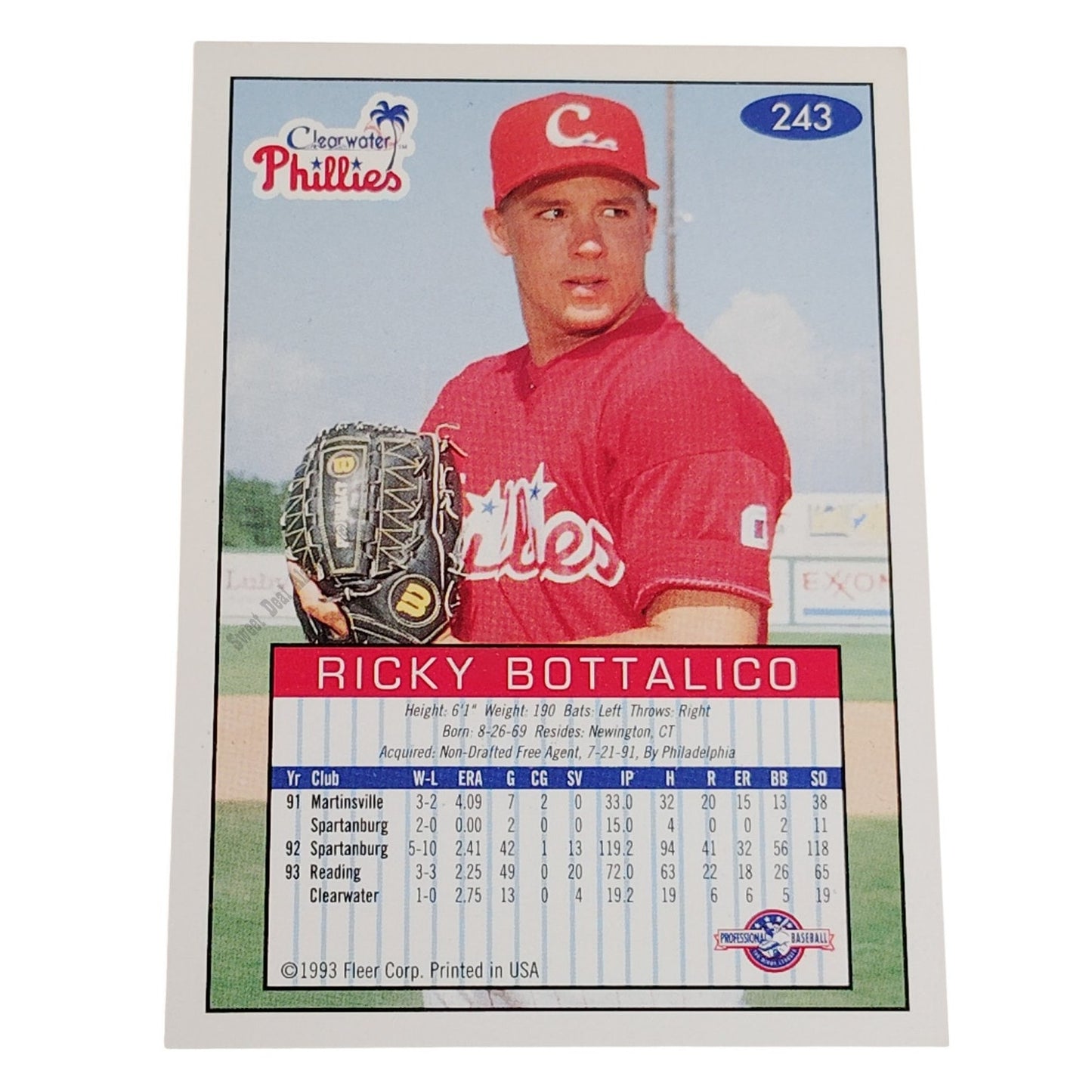 Ricky Bottalico, Clearwater Phillies, No. 243, 93-94 Fleer Excel Minor Leagues