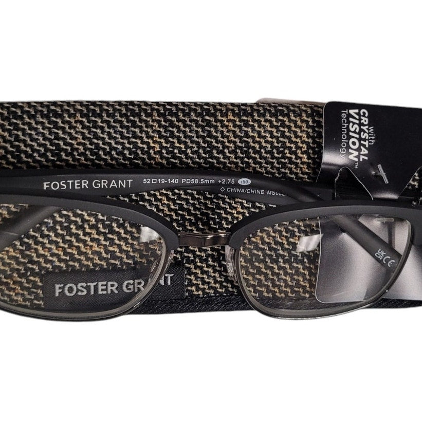 Foster Grant Alden Reading Glasses with Case, +2.75