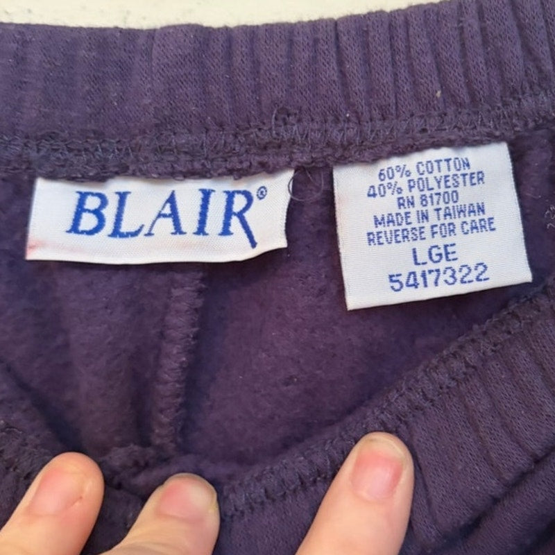 Blair Women's Navy Patchwork Floral Embroidered Sweat Set - Size L