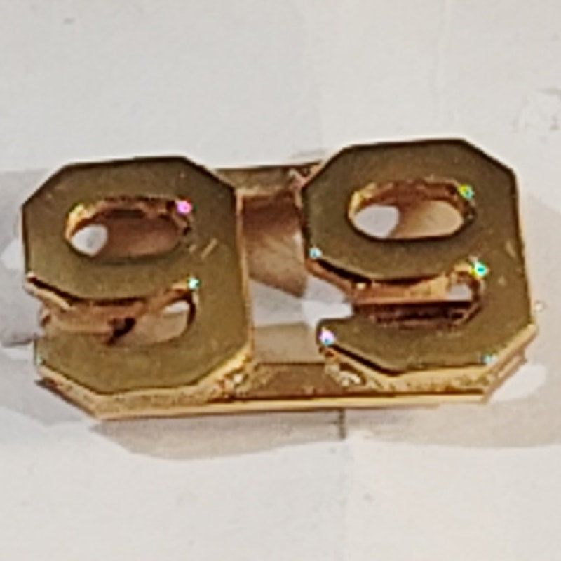 Early/Mid 1900s Brass C-Clasp "99" Collar Devices 3/8"H Hat / Lapel Pins Set