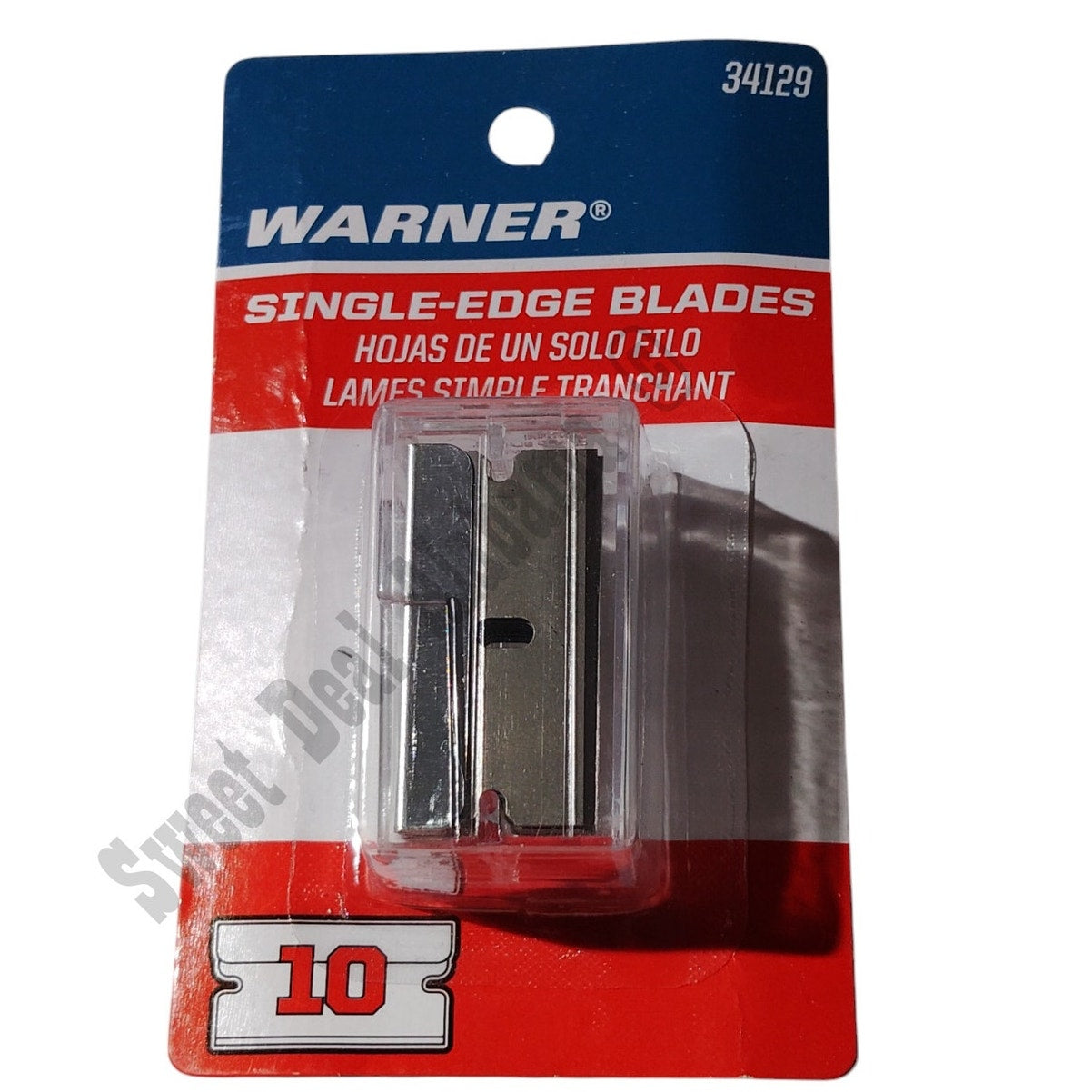 Warner 10-Pk 1.55", 9 Gauge Carbon Steel Straight Single Edge Blades - No.34129