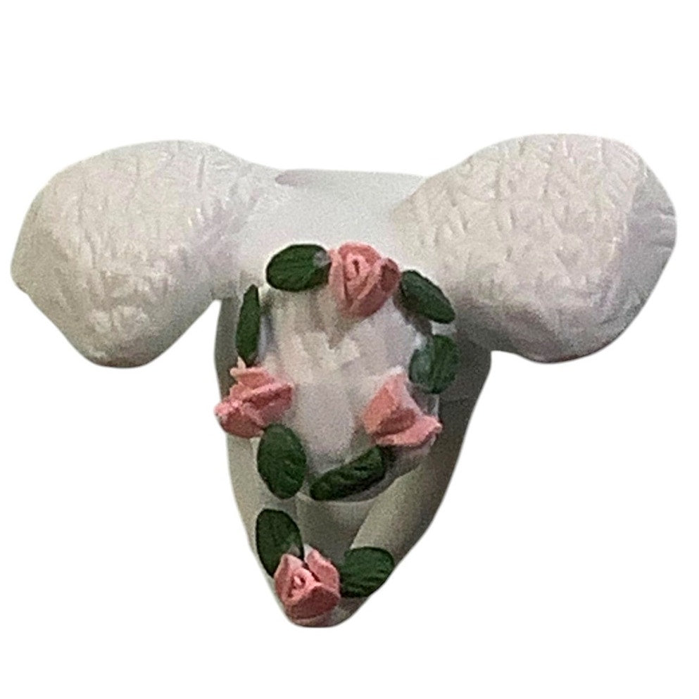 Vintage Porcelain Baby and Roses Cherub, 2-1/2"W x 2-1/2"H x 1-3/4"D, NIB