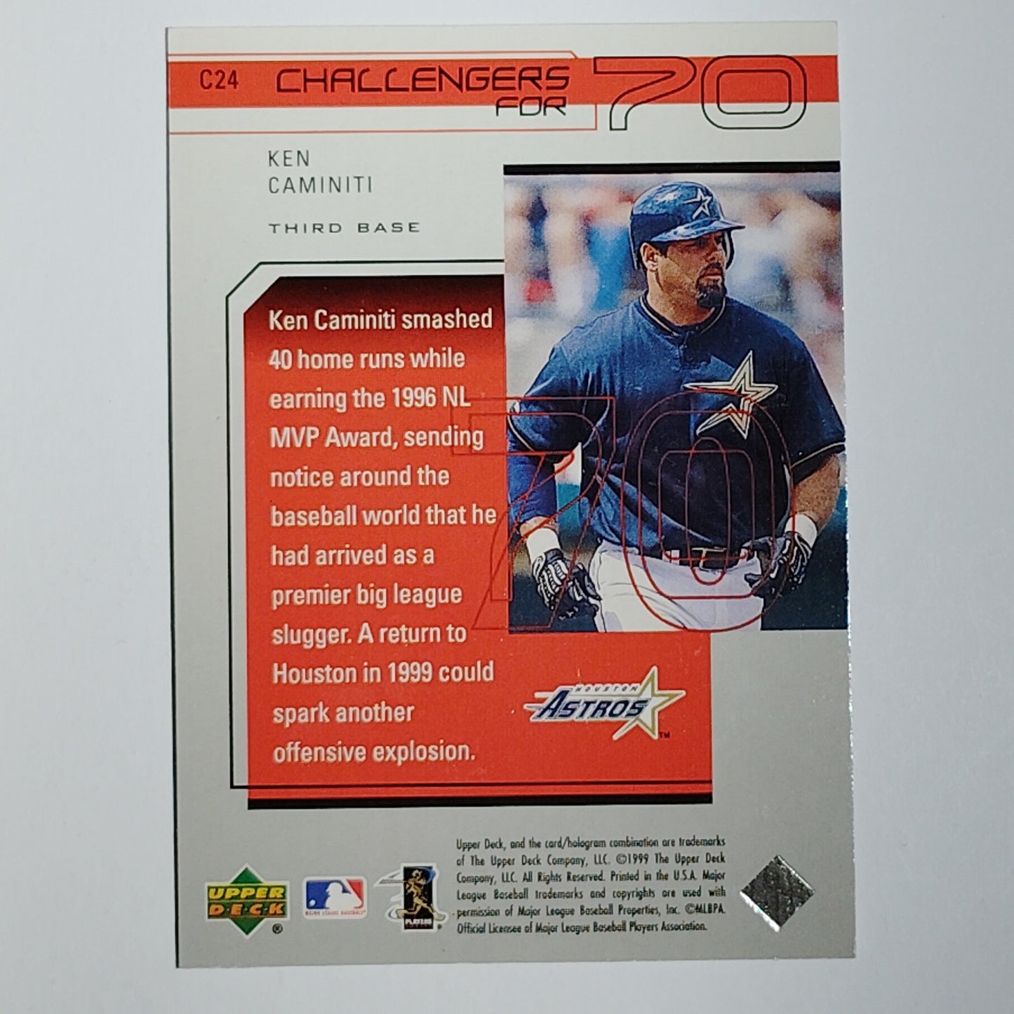 1999 Upper Deck Challengers for 70 Ken Caminiti #C24 Houston Astros - VG/EX