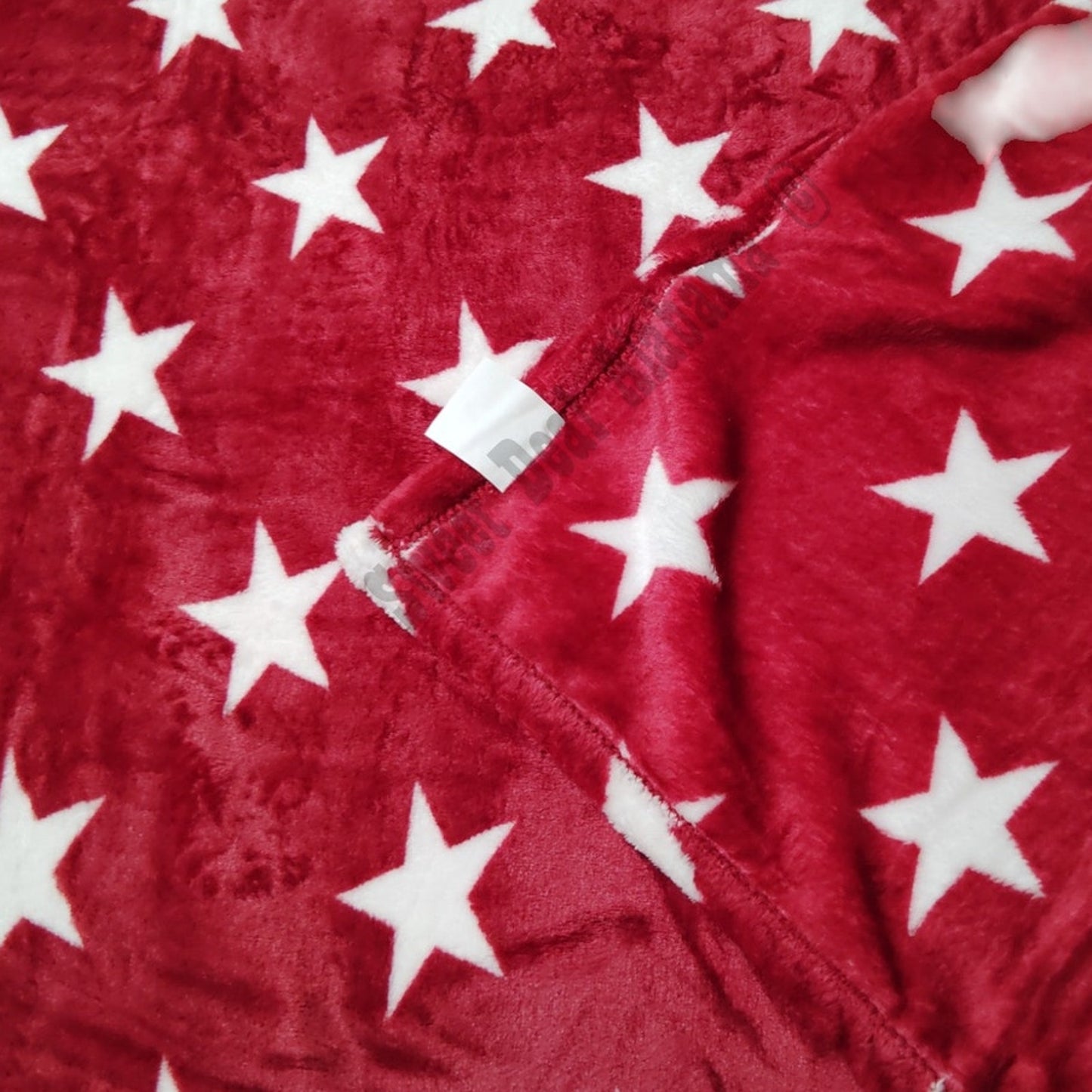 Fleece Throw, Red with Stars, 50"x60", Very Soft and Cuddly, 100% Polyester