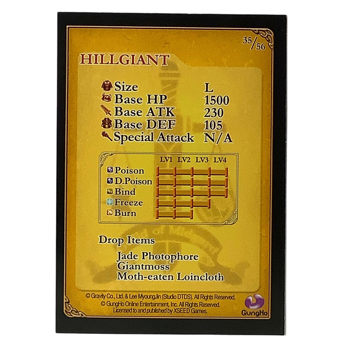 Ragnarok Odyssey Game Card 35/56, HillGiant, by XSeed Games