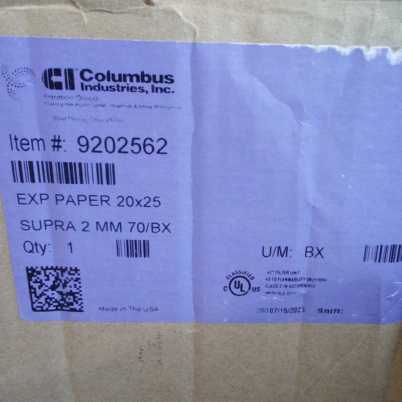 70‑Pack Supra 2 Mini Mesh Exhaust Filters 20 x 25 in, Paint Overspray Filters