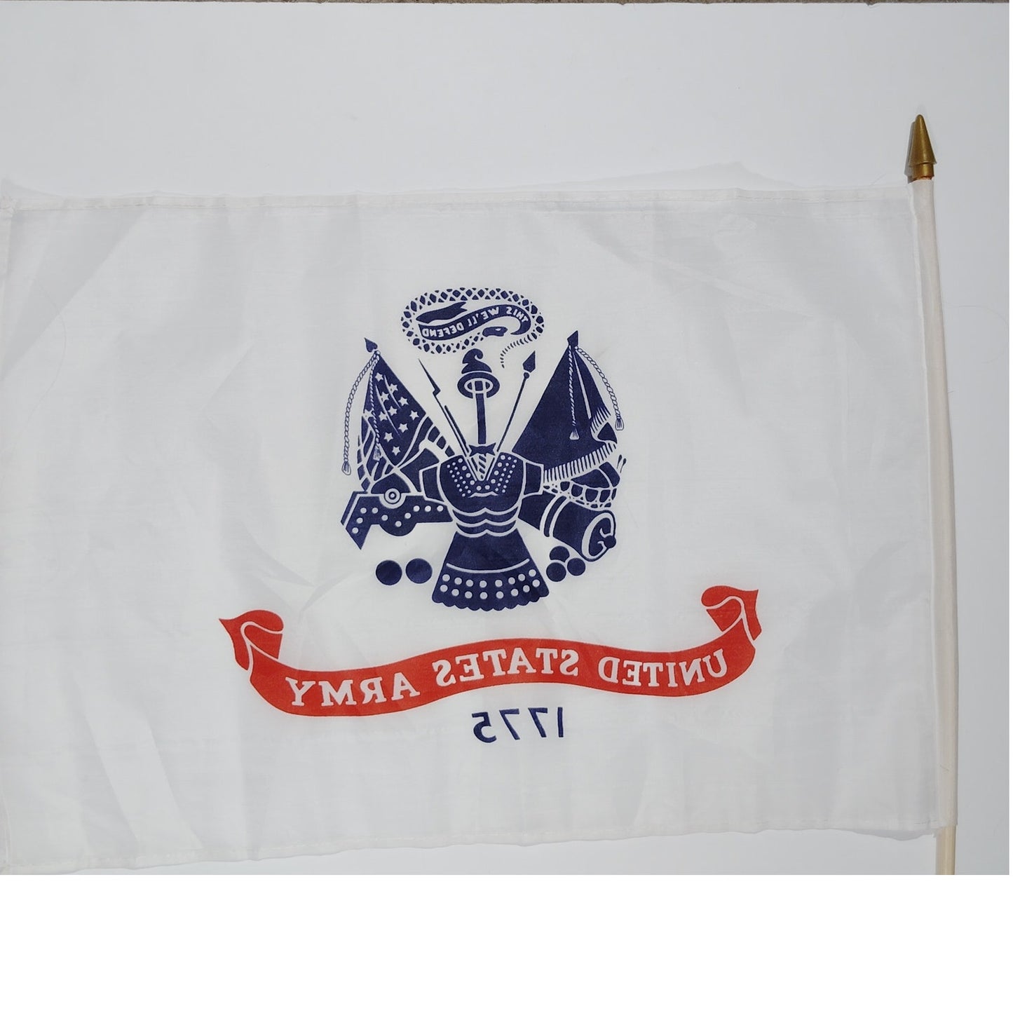 U.S. Army 12x18in Stick Flag – 24" Wooden Pole – Bold Dye‑Sublimated Colors