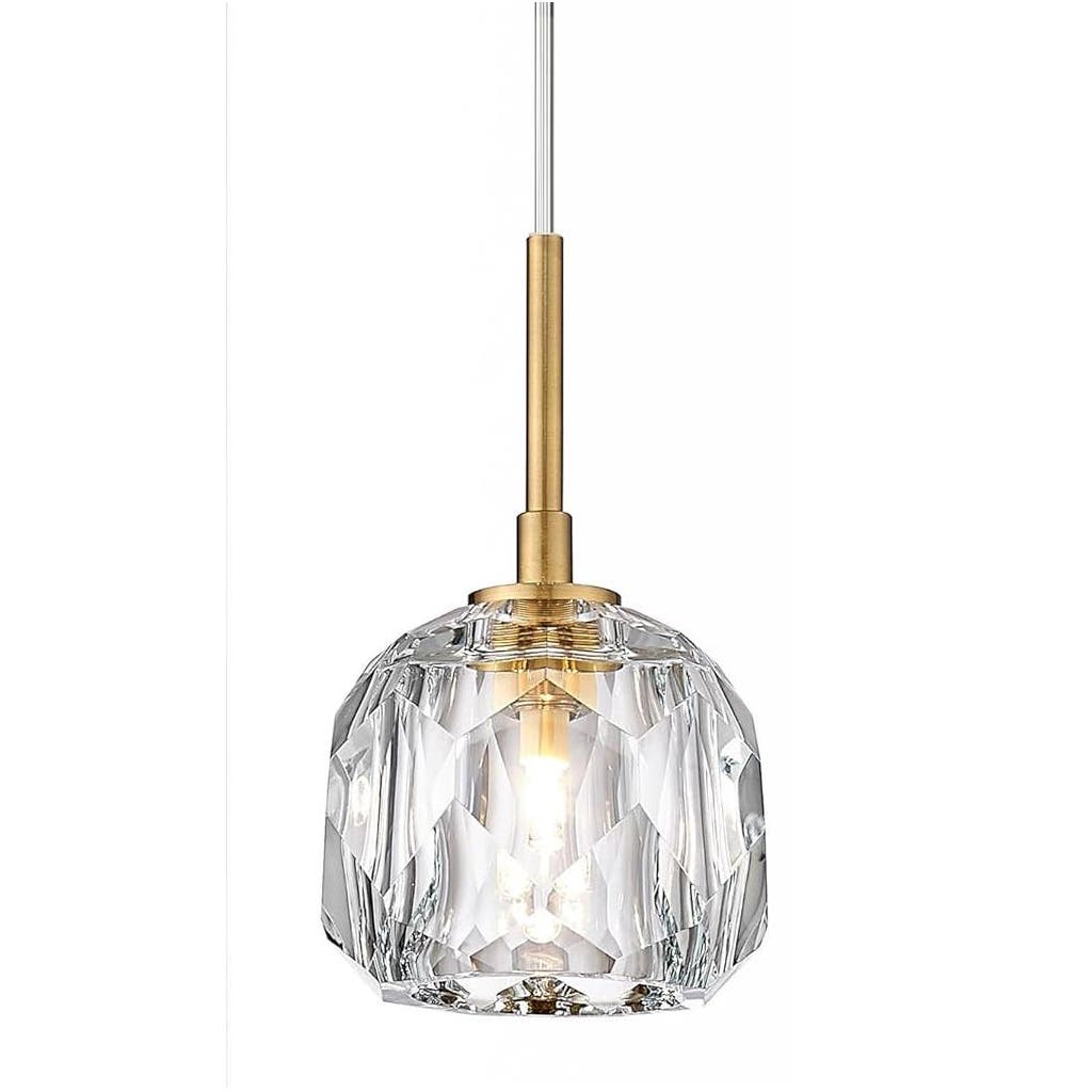 AUTELO 2-Pk Gold Pendant Lights Kitchen Island - Heavy Crystal Vintage Pendants