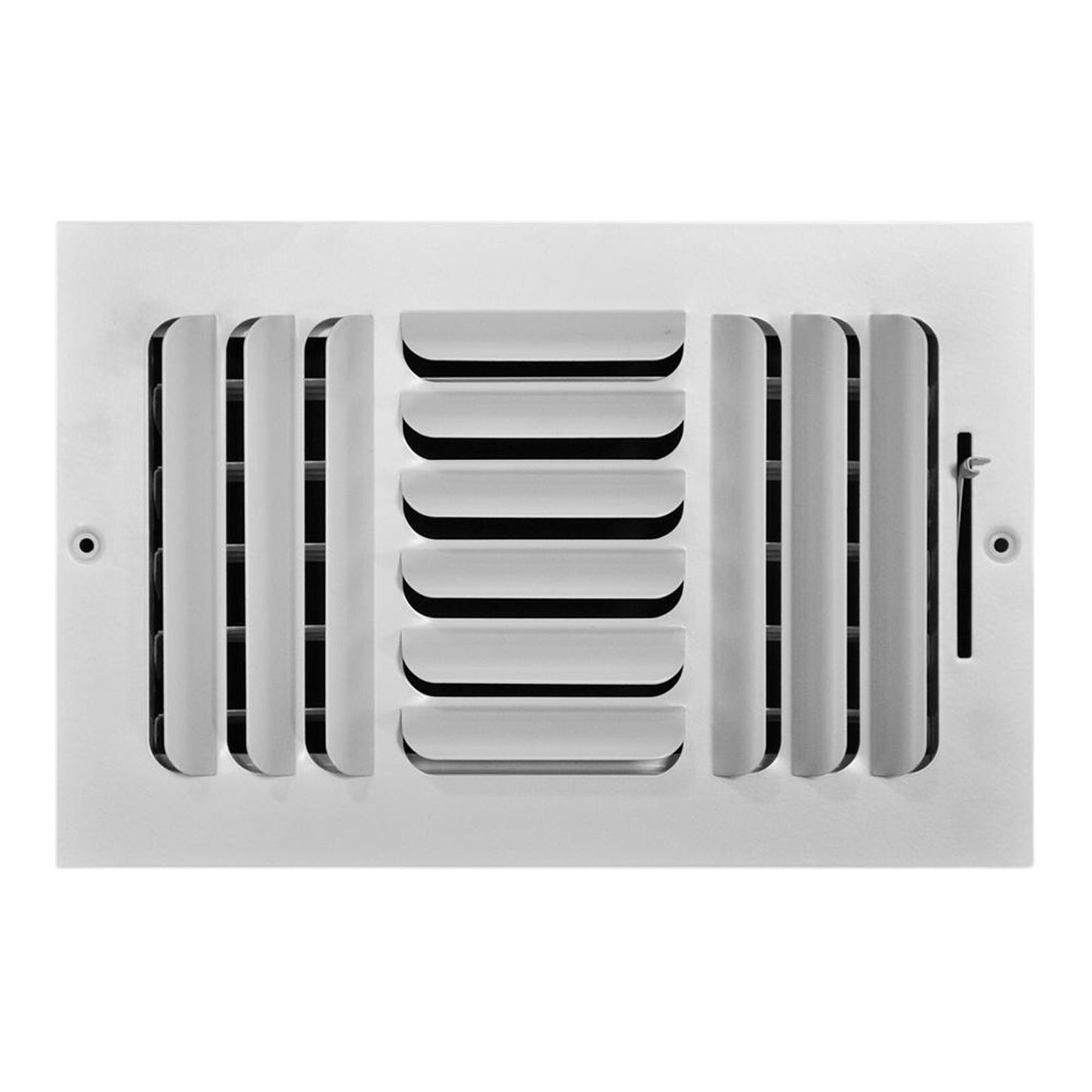 10 in. X 6 in. 3-Way Steel Fixed Curved Blade Wall/Ceiling Register in White