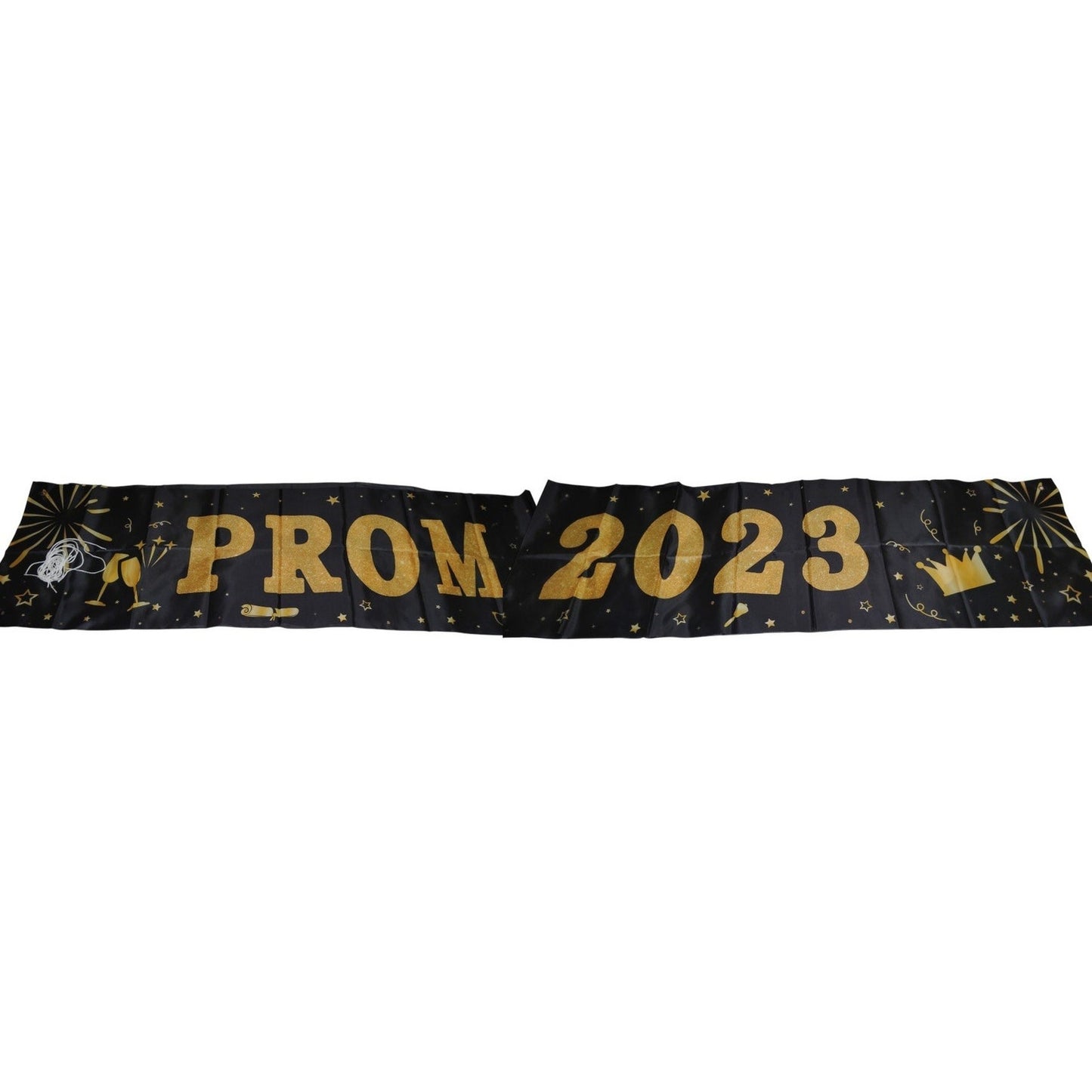 Prom Banner Decorations for 2023, Black & Gold Prom Decorations, 9.8 X 1.6 ft