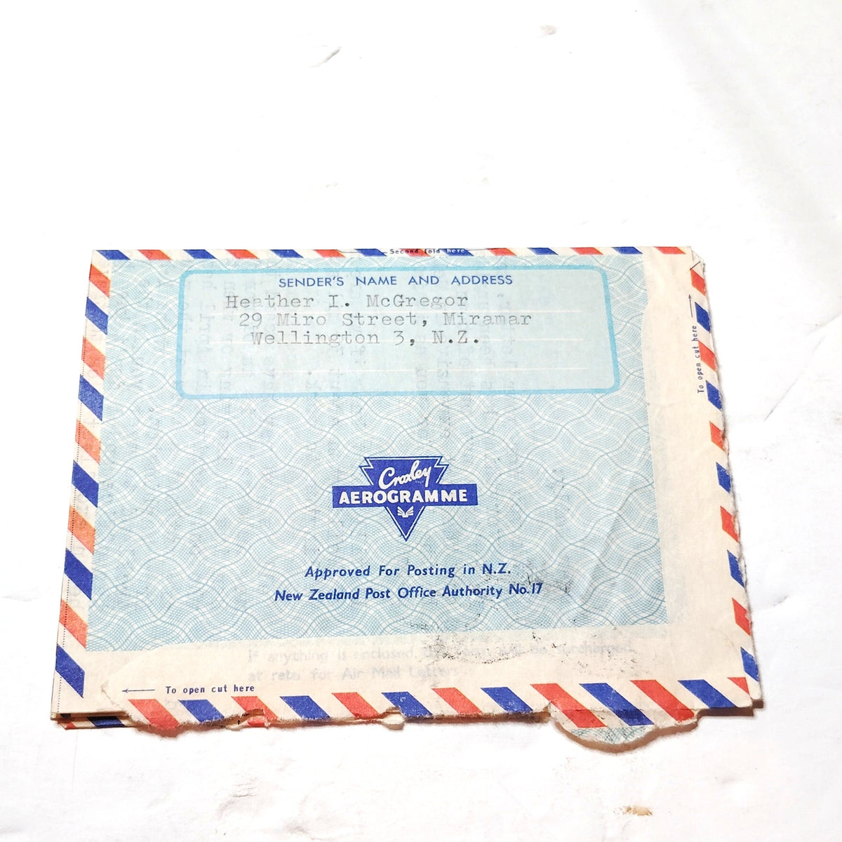 1969 New Zealand Aerogramme Air Letter to USA 8c Flag Stamp Croxley Cover