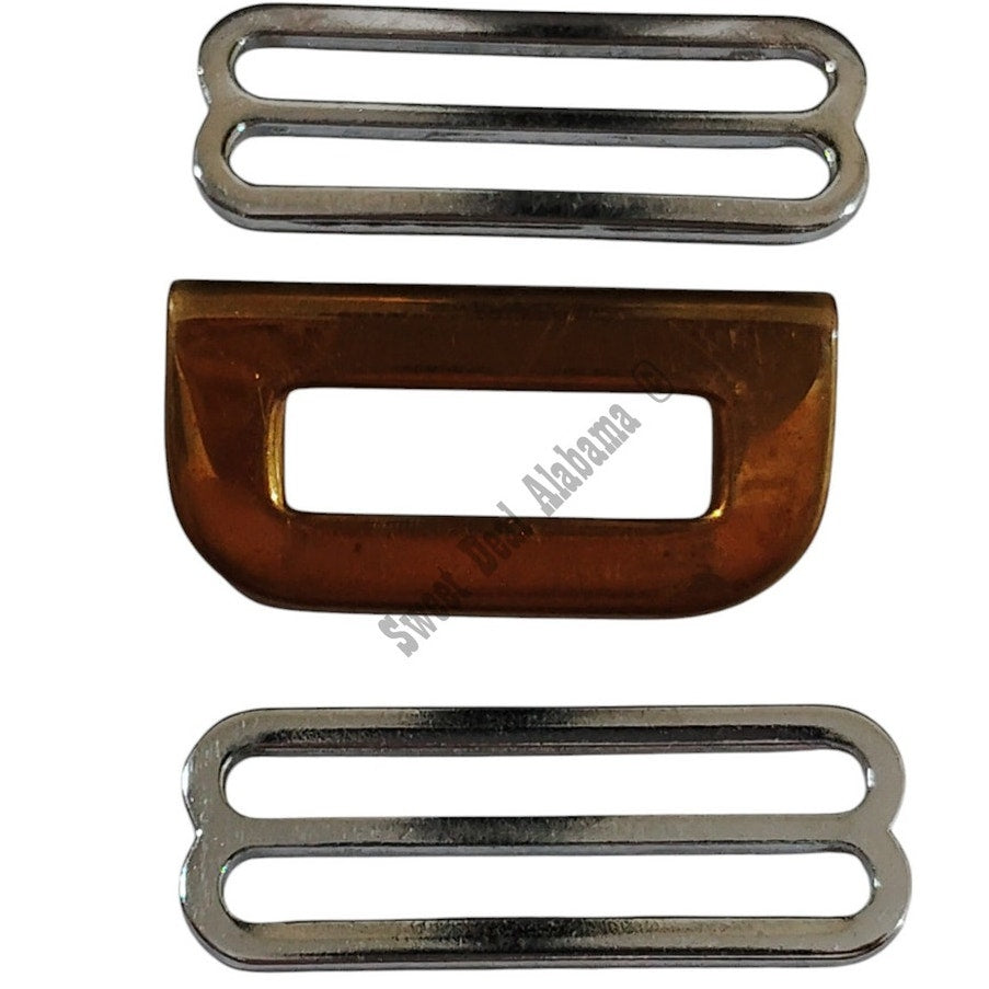3 Webbing Military Surplus Parts, 2" Webbing Parade Belt Slider (2), Brass Piece