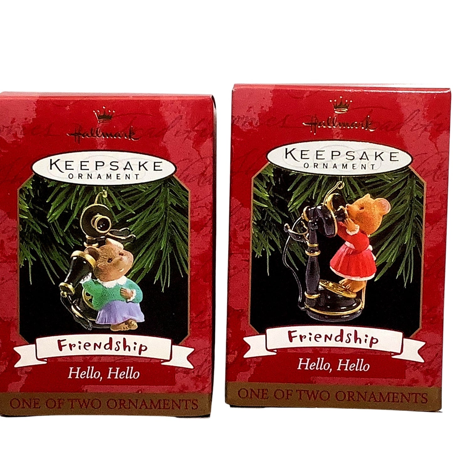 2PK Hallmark 1999 Keepsake Ornaments, Friendship Hello Hello MPN: QX6777 / 06777