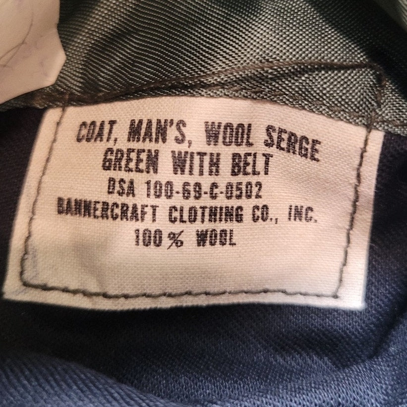 VTG 1969 USMC Dress Coat – Shade 2212 Green, 35S, 100% Wool, Bannecraft, E-3 Lance Corporal Patch