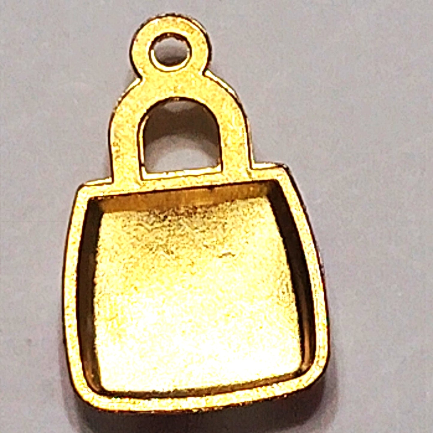 Red Checkered Purse Charm Enamel Gold‑Tone with Rhinestones 5/8" Pendant