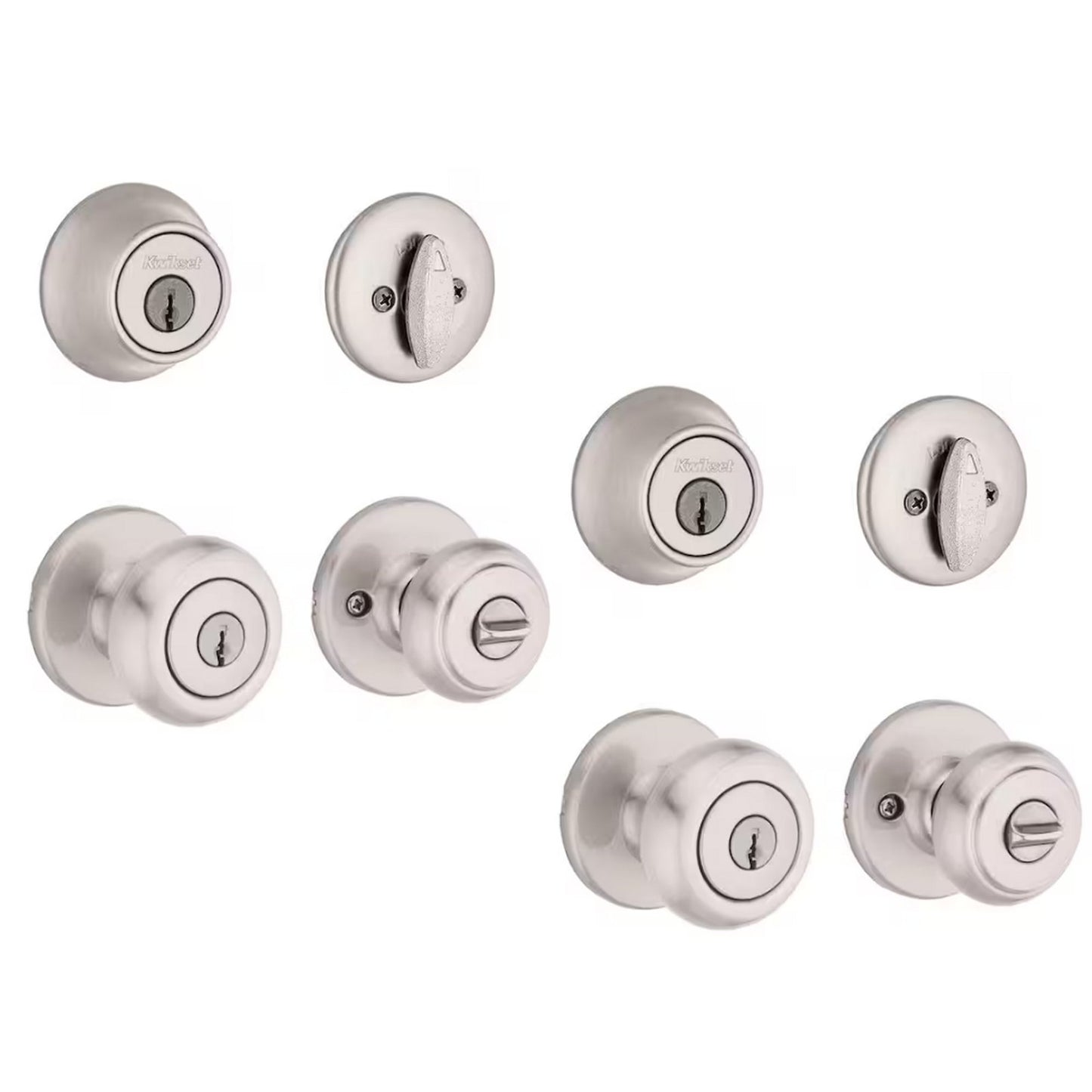 Kwikset (2-PK) Cove Satin Nickel Entry Door & Single Cylinder Deadbolt, SmartKey