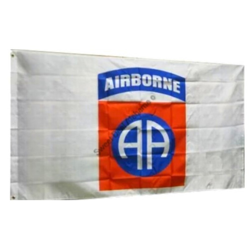 White Airborne Insignia 3' x 5' Poly Flag / Banner Metal Grommets, Canvas Header