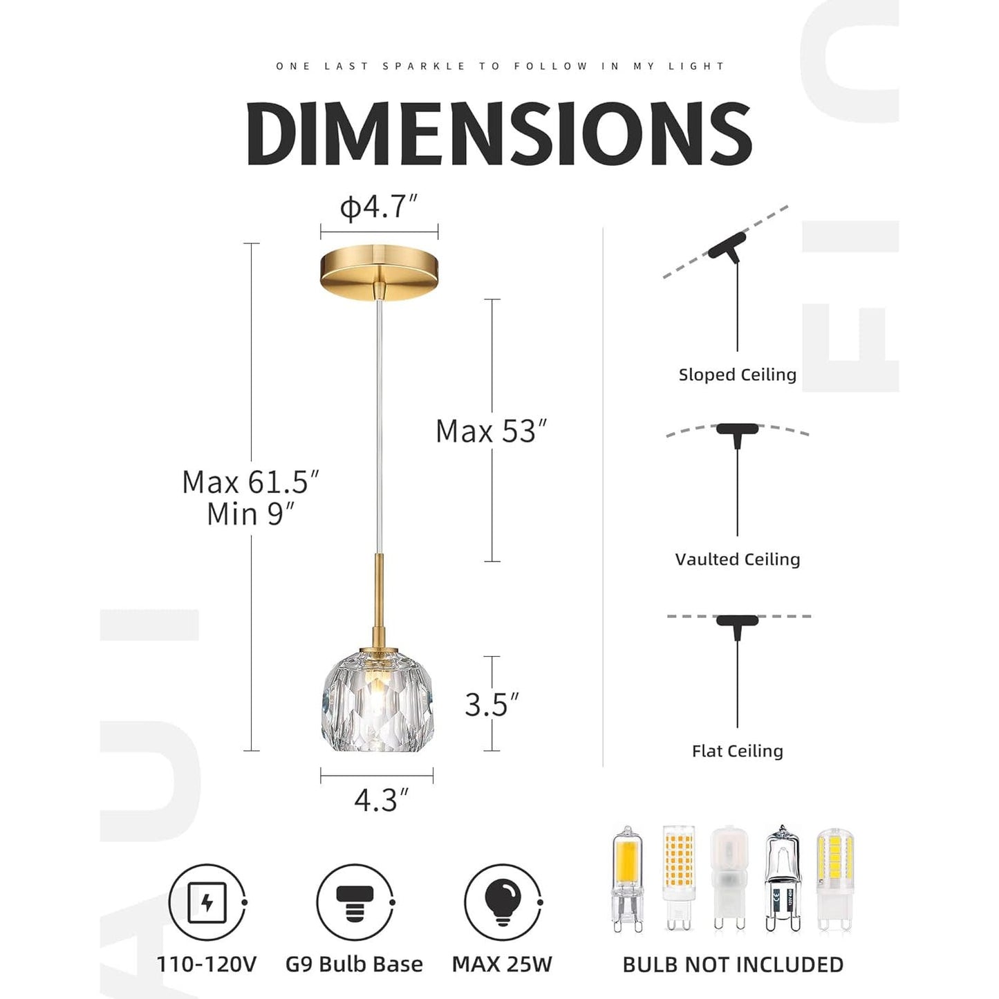 AUTELO 2-Pk Gold Pendant Lights Kitchen Island - Heavy Crystal Vintage Pendants