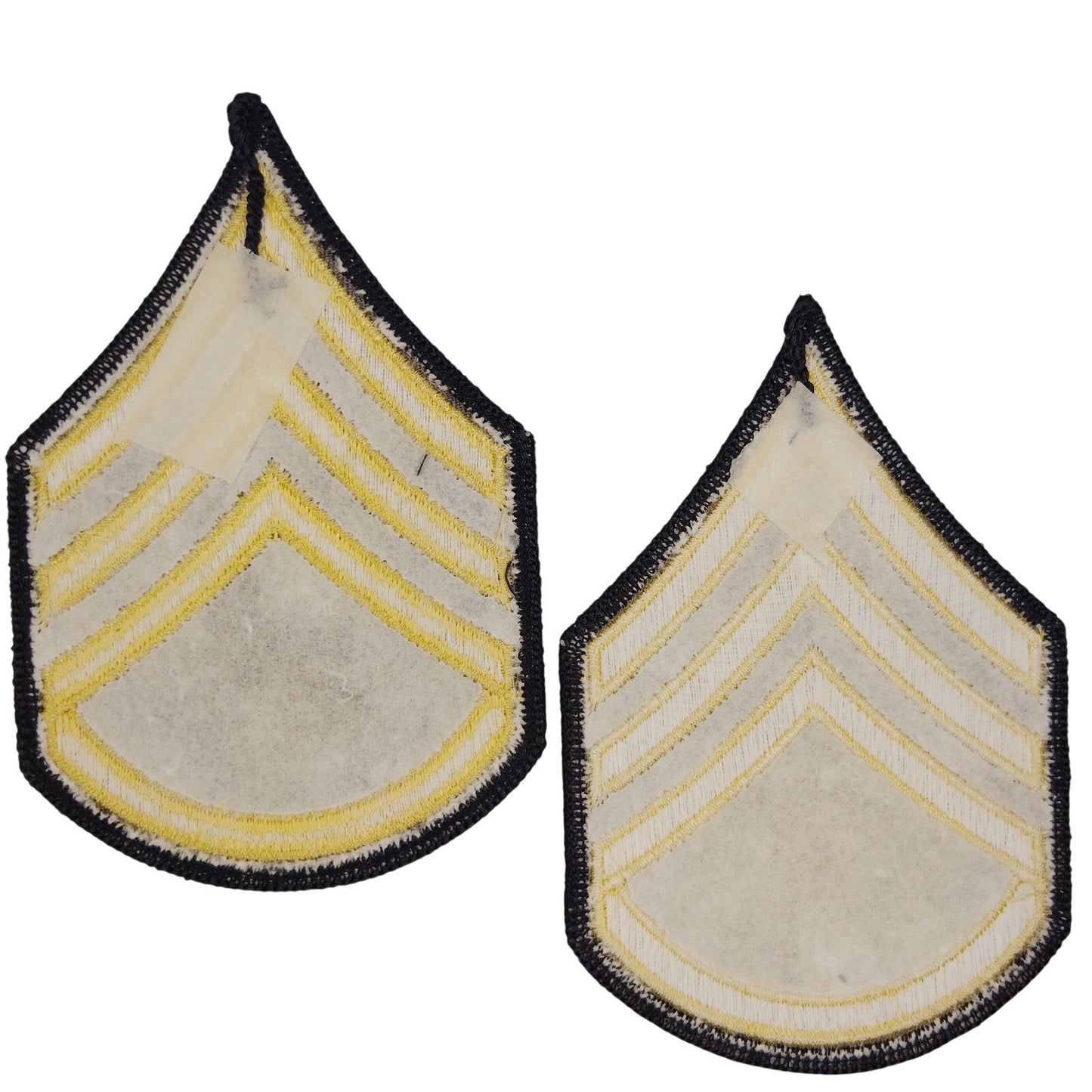 US Army Staff Sergeant SSG E‑6 Gold on Black Rank Chevrons 4‑3/4" × 3‑1/8" Pair