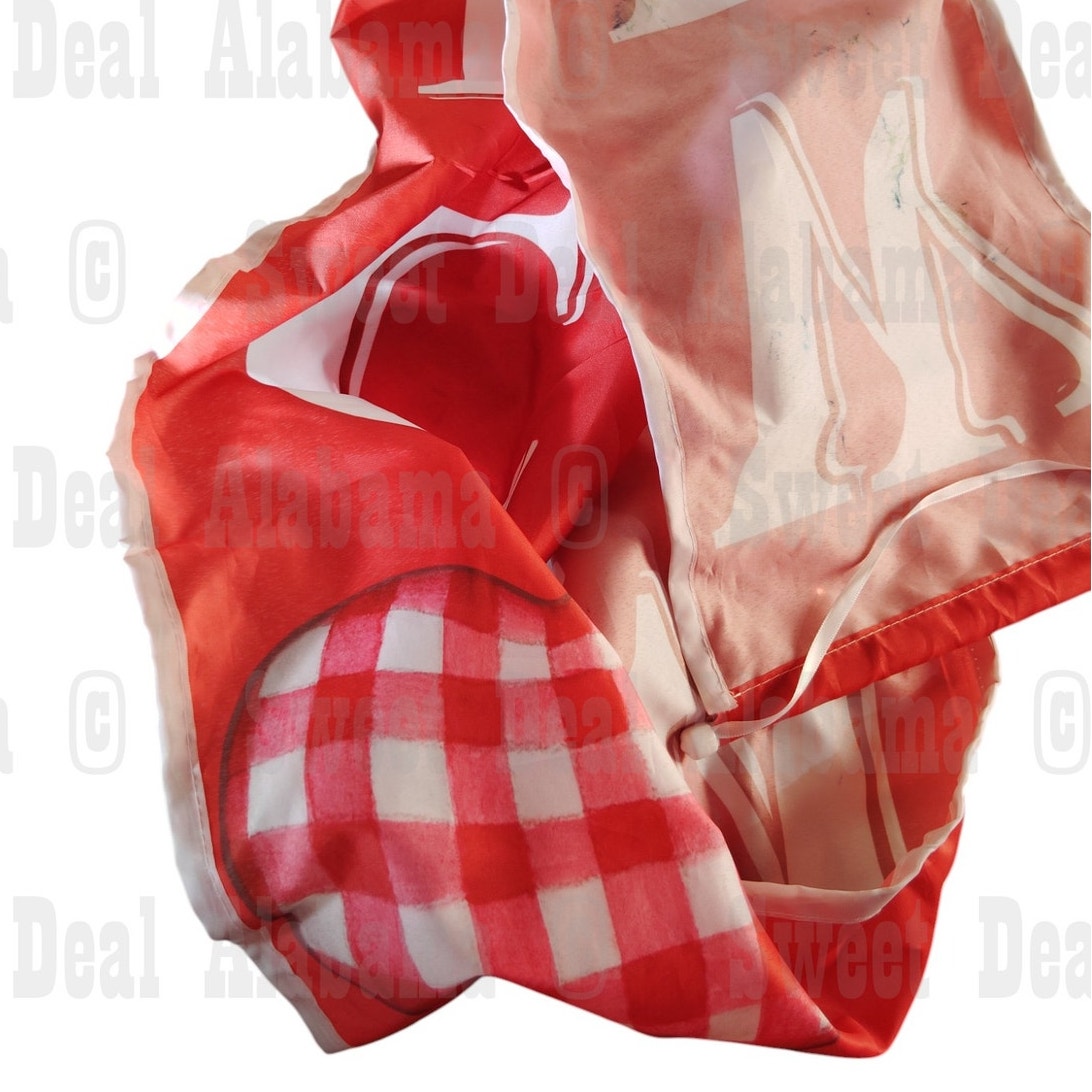 Vertical Welcome Banner – Red with Checkered Heart, Lighted Down The Sides