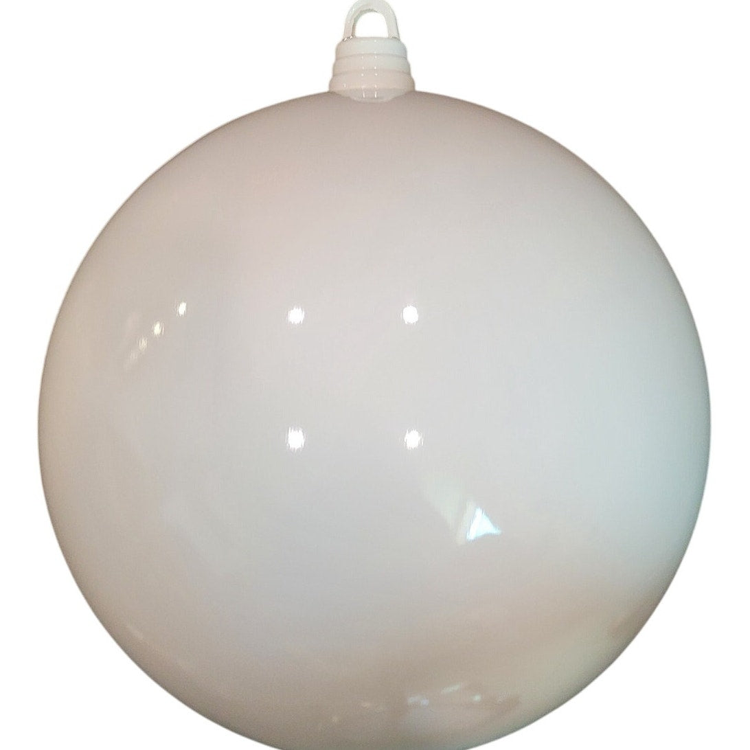 16" White Christmas Ball Ornament, Indoor/Outdoor Large Holiday Hanging Decor