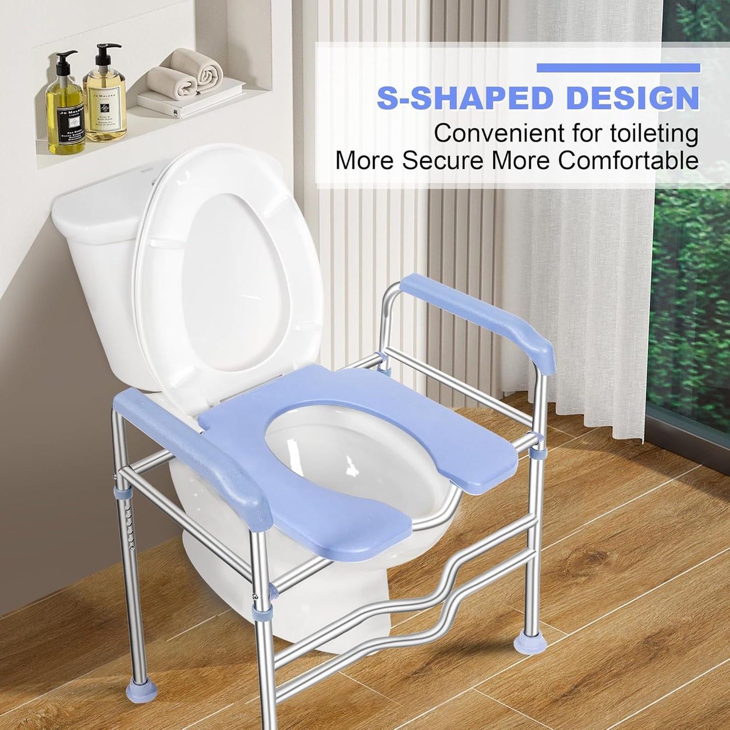 Raised Toilet Seat w/ Handles Large 400lb Commode Chair Fits Any Toilet