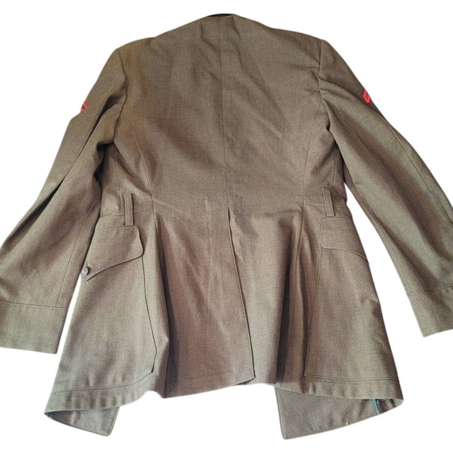 1964 U.S. Army Wool Serge Coat – Size 37L, Red Discharge Chevrons on Sleeves