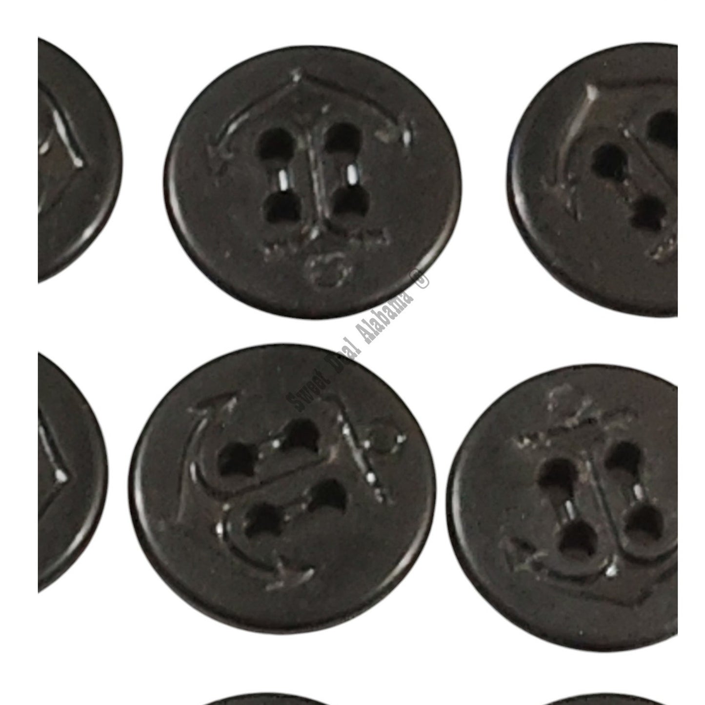 10 Black 4-Hole Navy Anchor 27 Ligne (5/8"D) Peacoat Replacement Buttons
